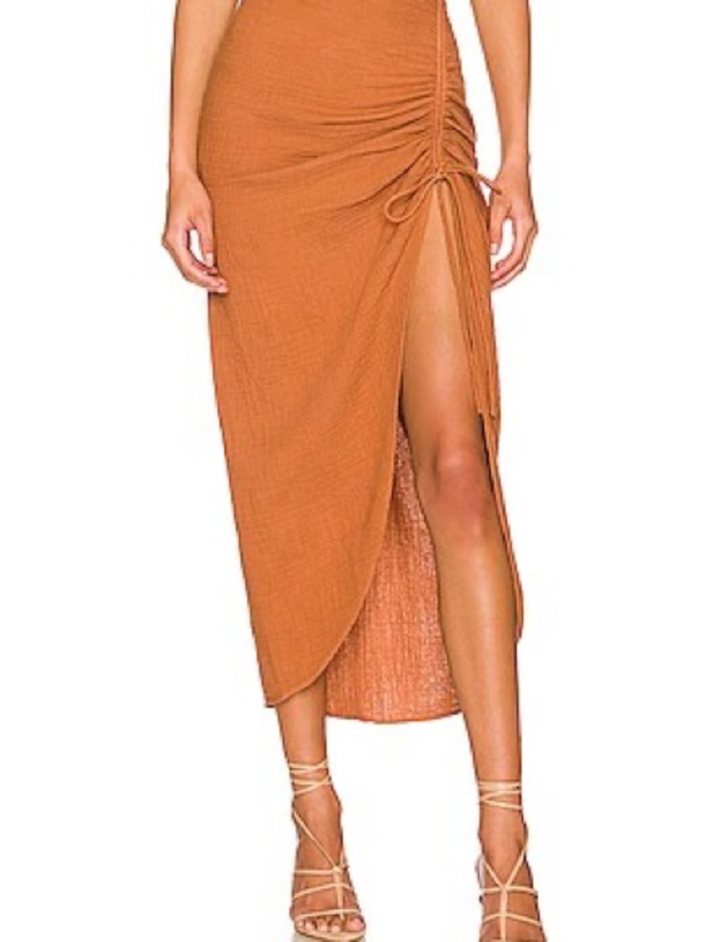 Free People Natural Cerine Ruched Skirt in the color Glazed Ginger
